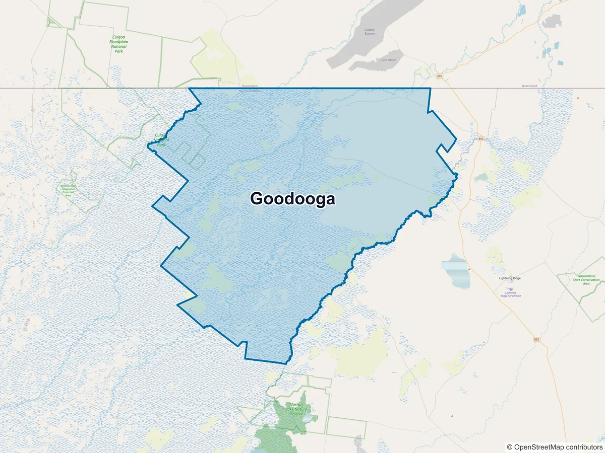 Map of Goodooga, NSW, Australia