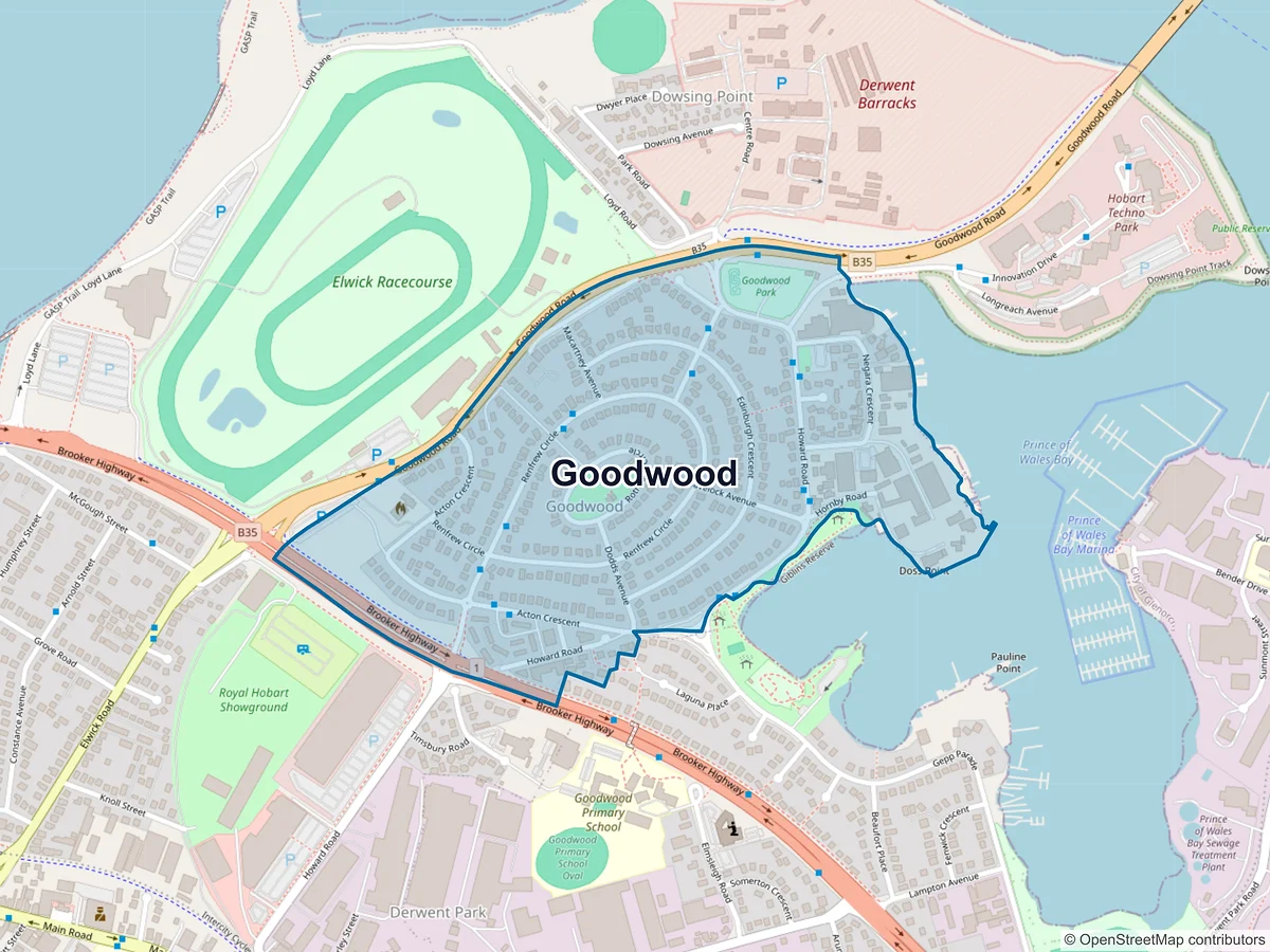 Map of Goodwood, TAS, Australia