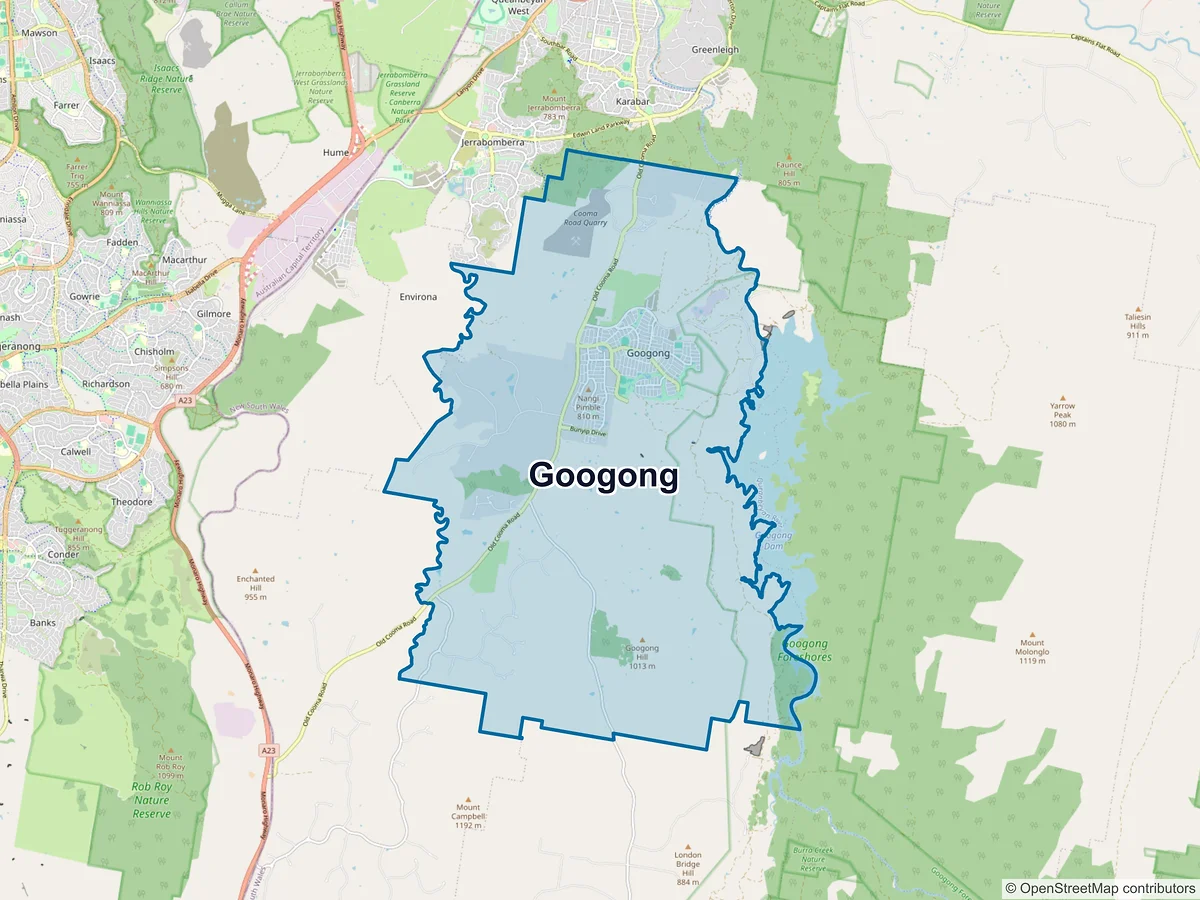 Map of Googong, NSW, Australia