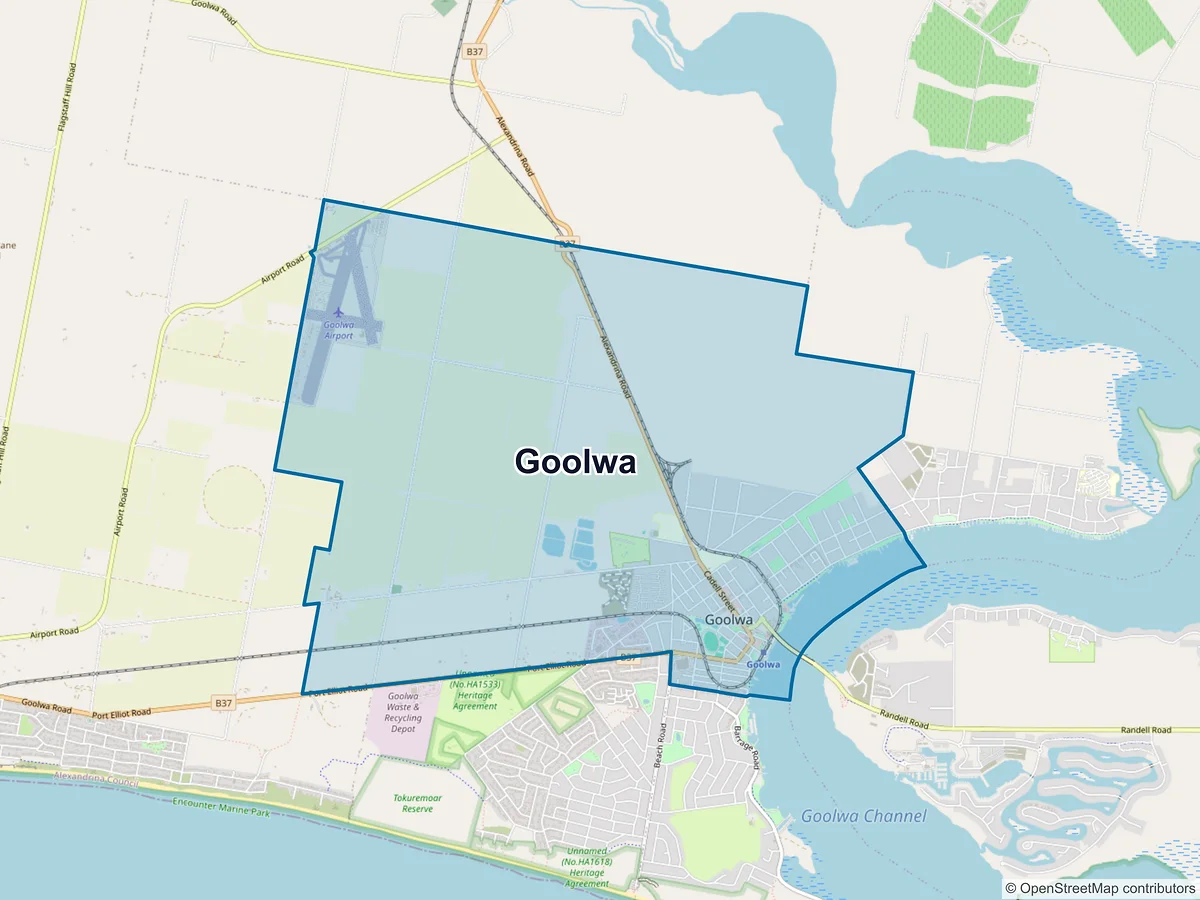 Map of Goolwa, SA, Australia