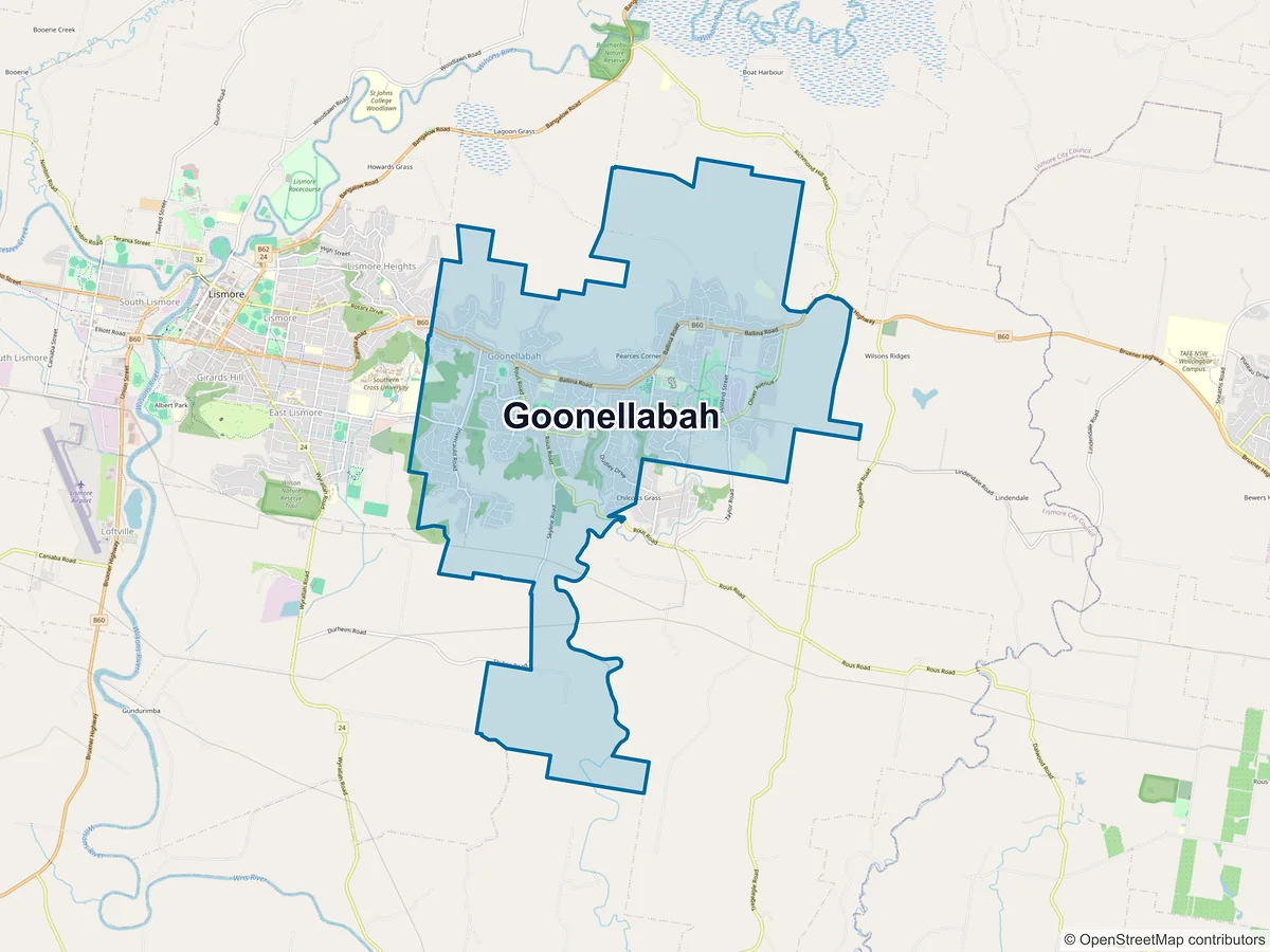 Map of Goonellabah, NSW, Australia