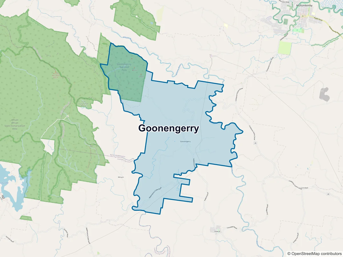Map of Goonengerry, NSW, Australia