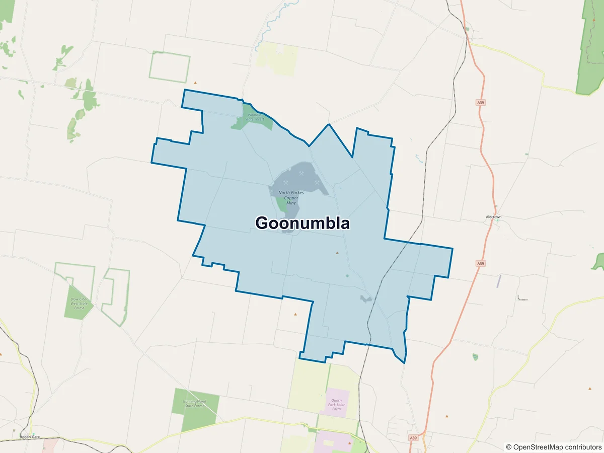Map of Goonumbla, NSW, Australia