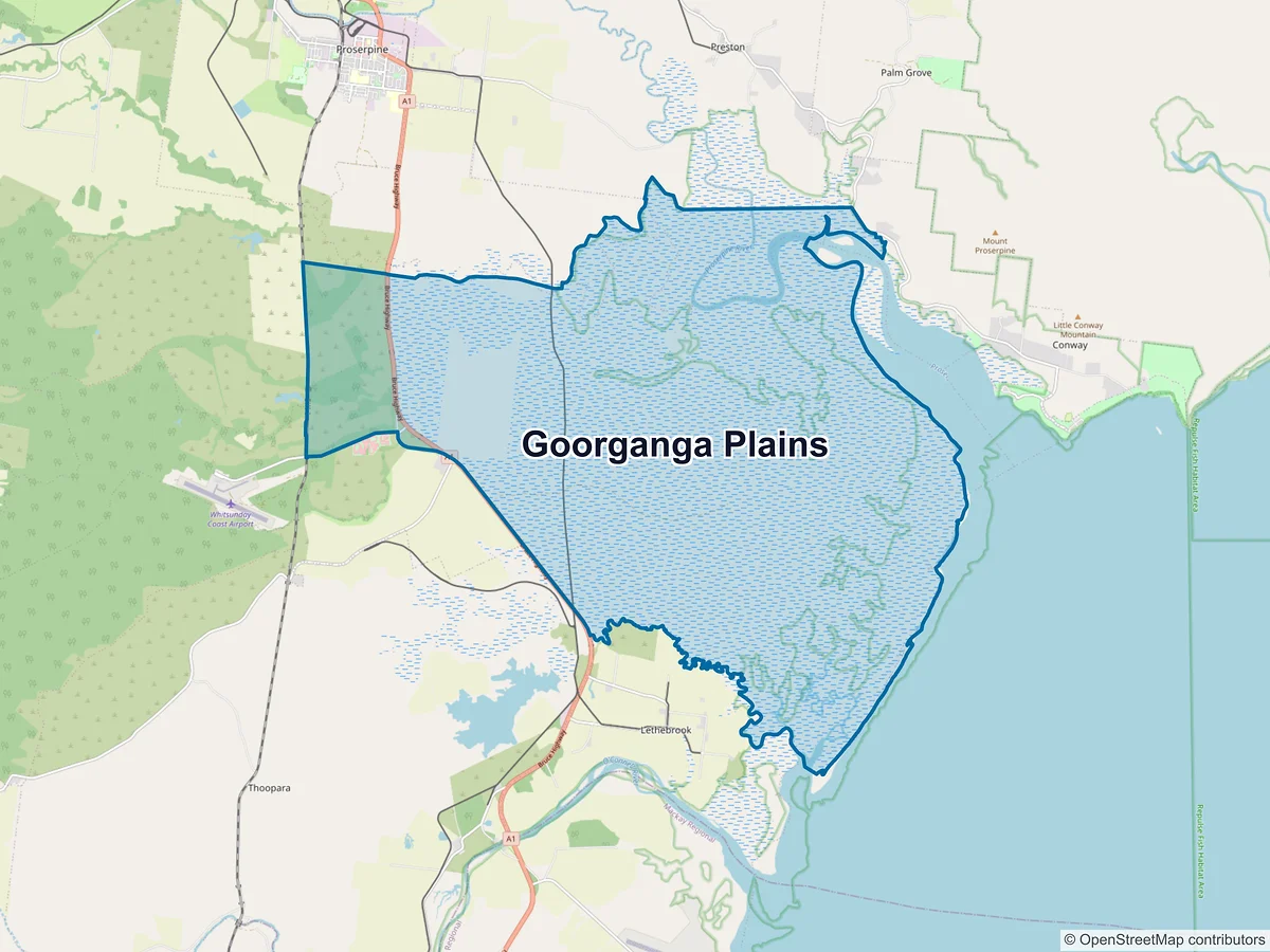 Map of Goorganga Plains, QLD, Australia