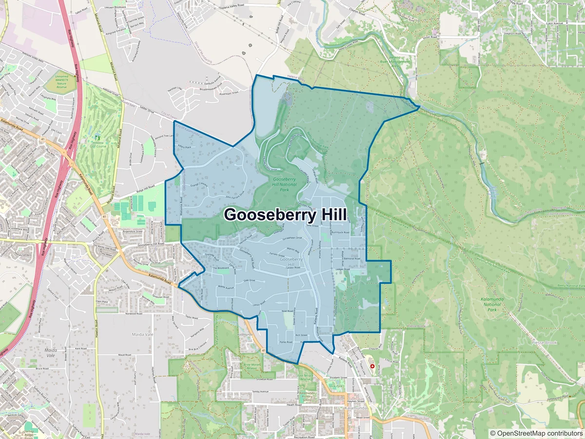 Map of Gooseberry Hill, WA, Australia