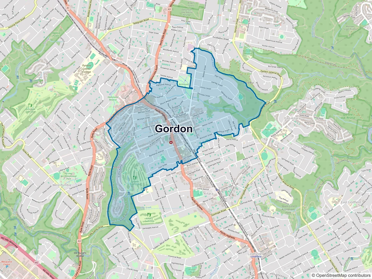 Map of Gordon, NSW, Australia