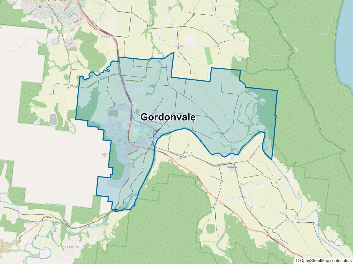 Map of Gordonvale, QLD, Australia
