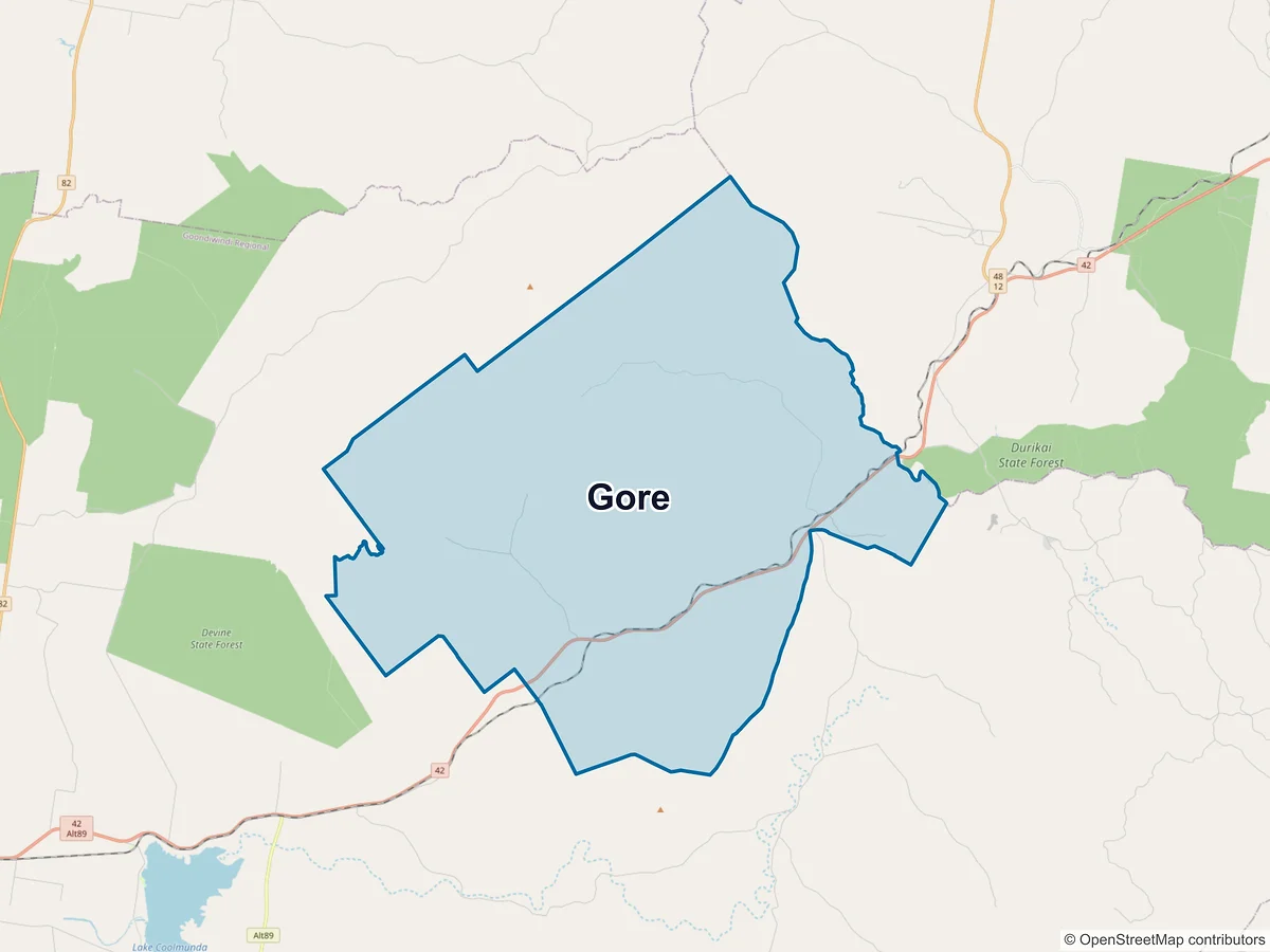 Map of Gore, QLD, Australia