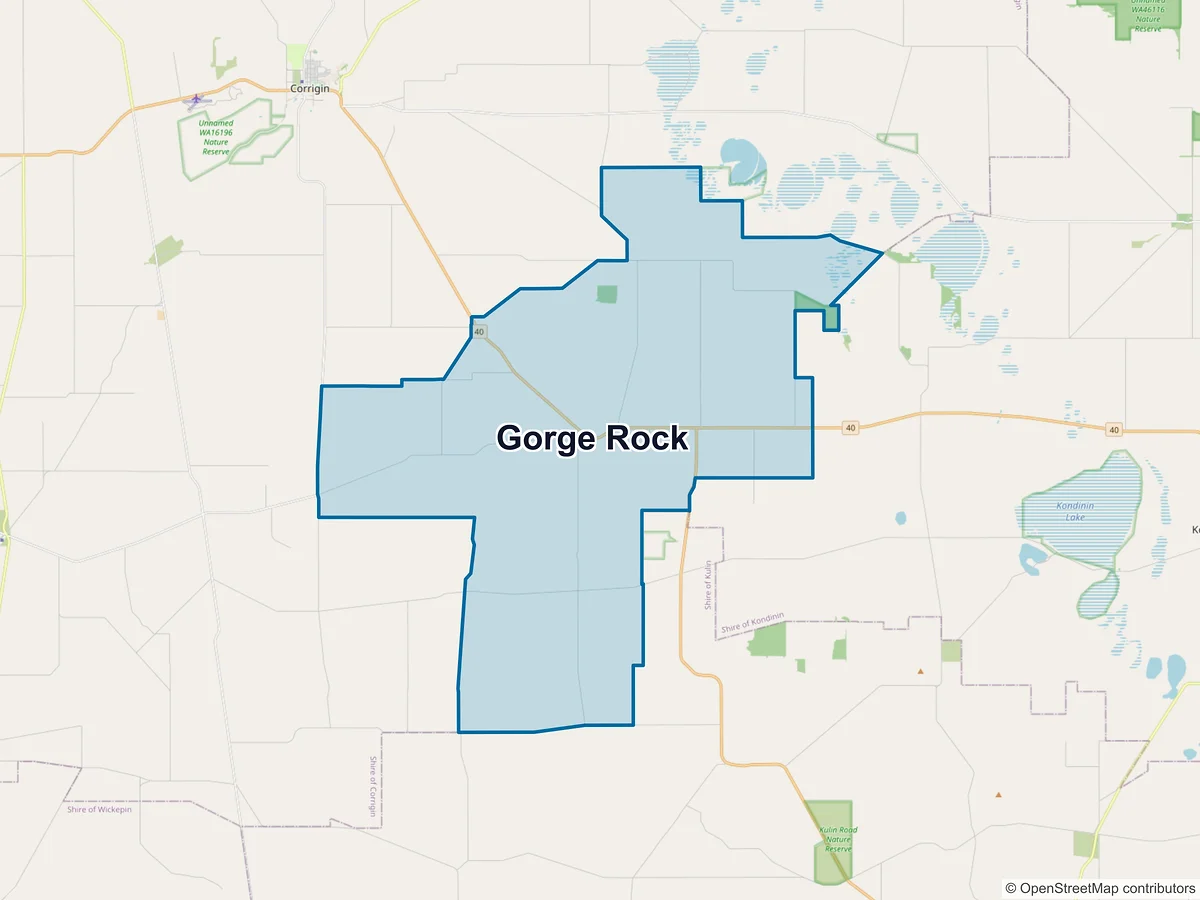 Map of Gorge Rock, WA, Australia