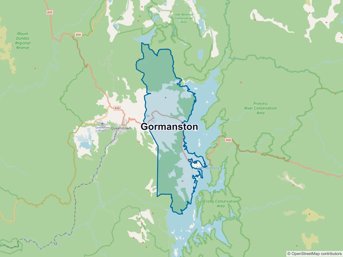 Map of Gormanston, TAS, Australia
