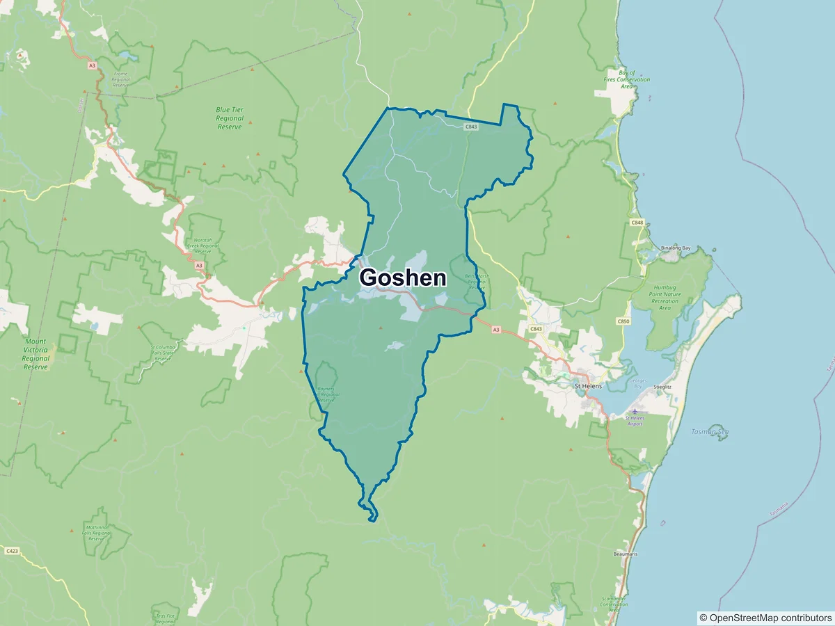 Map of Goshen, TAS, Australia