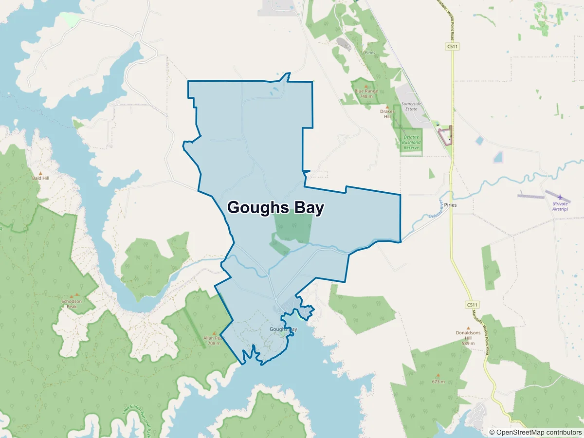 Map of Goughs Bay, VIC, Australia