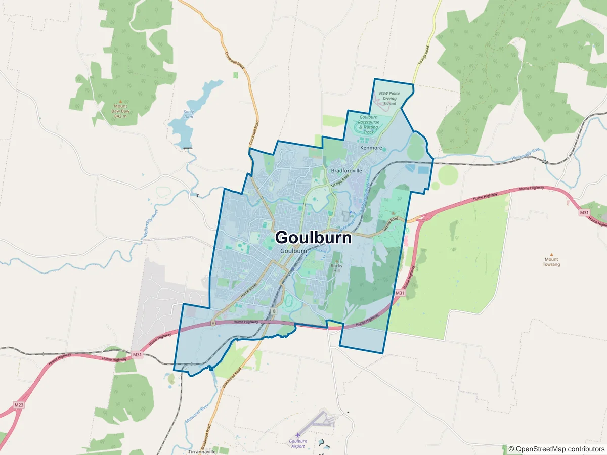 Map of Goulburn, NSW, Australia