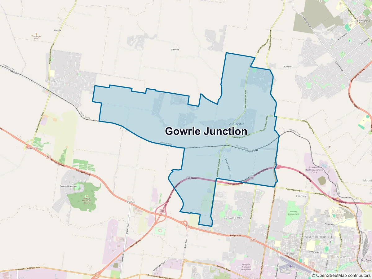 Map of Gowrie Junction, QLD, Australia