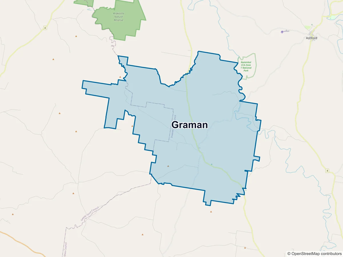 Map of Graman, NSW, Australia