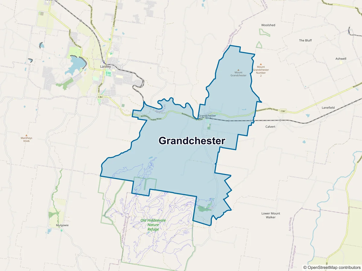 Map of Grandchester, QLD, Australia