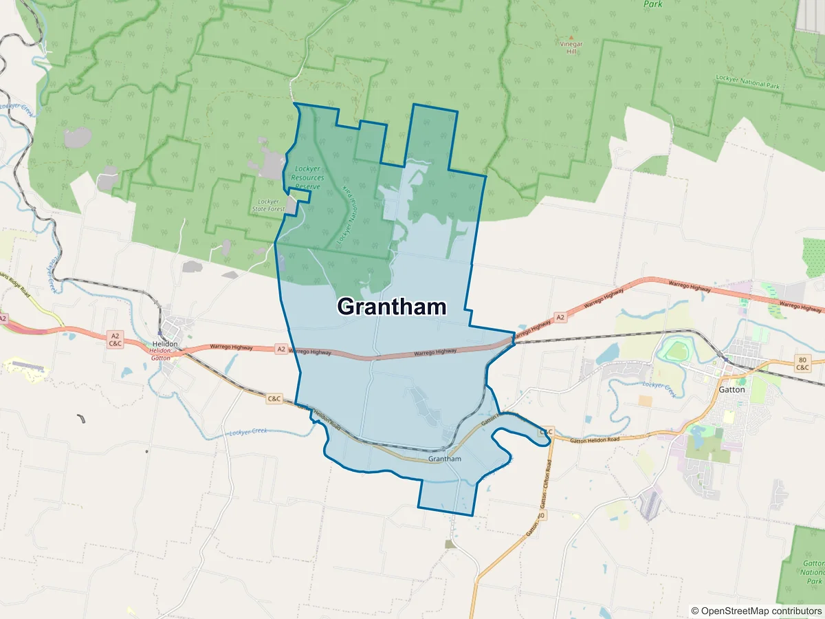Map of Grantham, QLD, Australia
