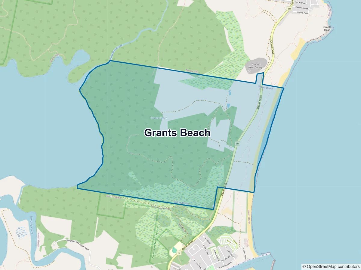 Map of Grants Beach, NSW, Australia