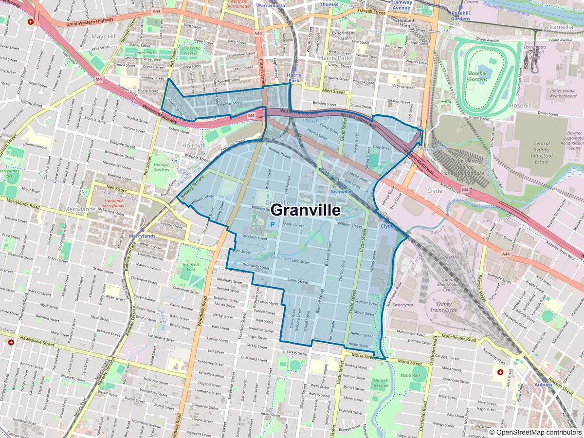 Map of Granville, NSW, Australia