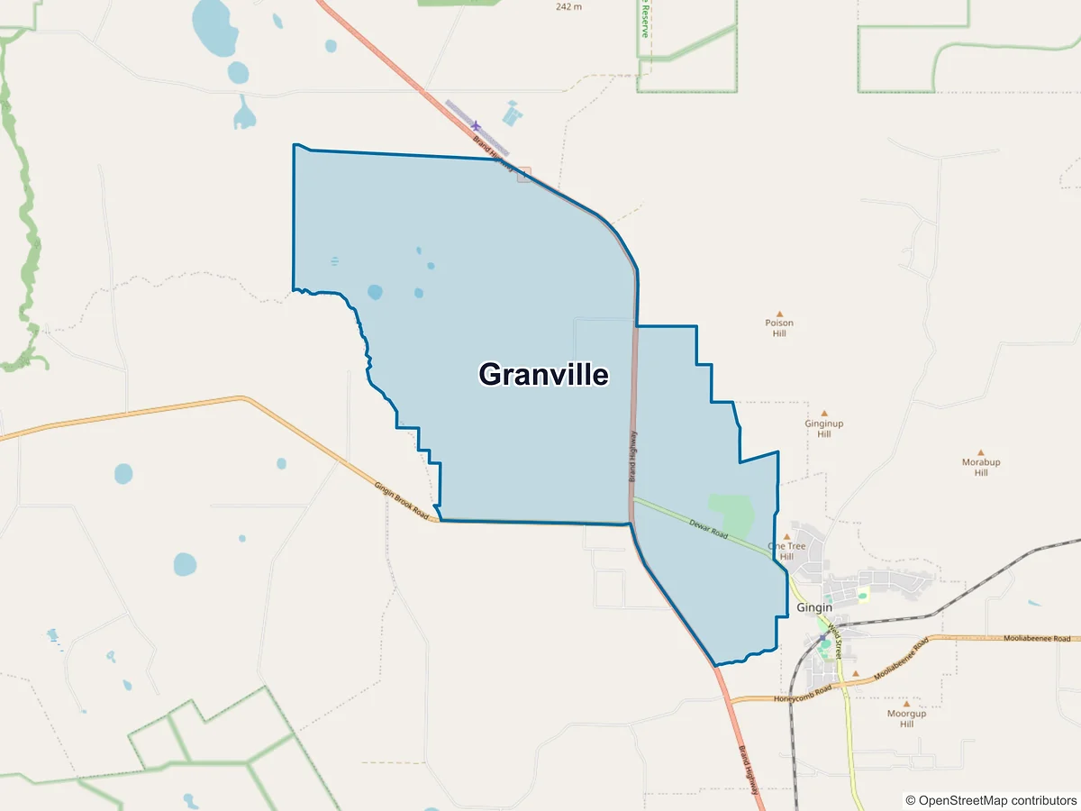 Map of Granville, WA, Australia