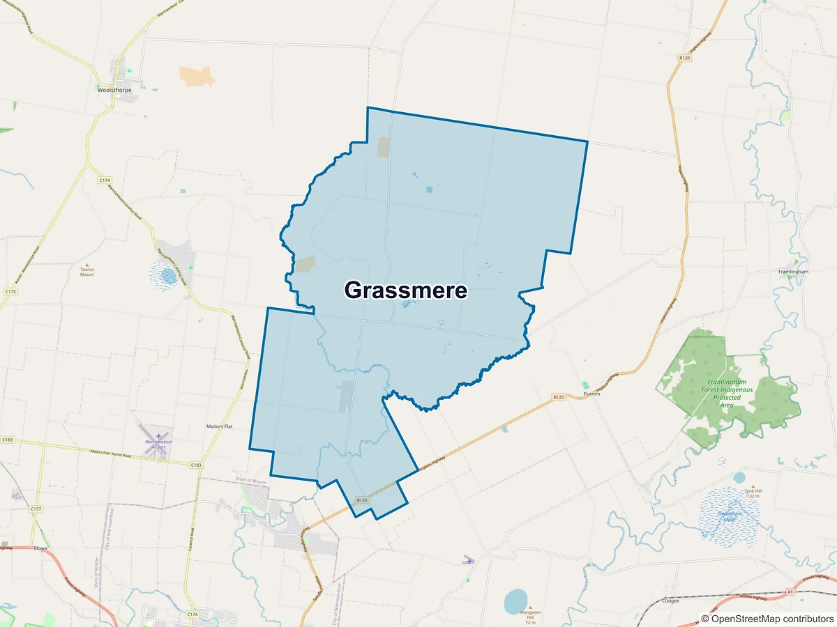Map of Grassmere, VIC, Australia