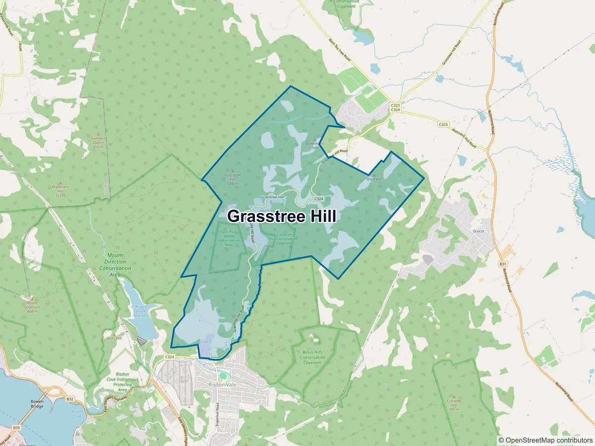 Map of Grasstree Hill, TAS, Australia