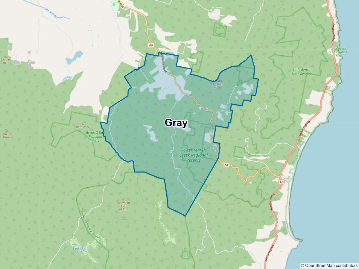 Map of Gray, TAS, Australia