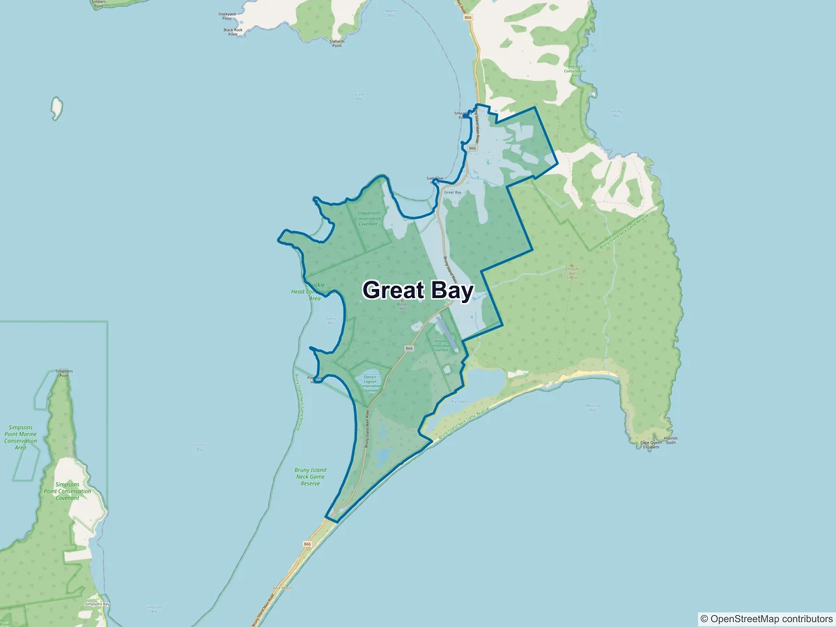 Map of Great Bay, TAS, Australia