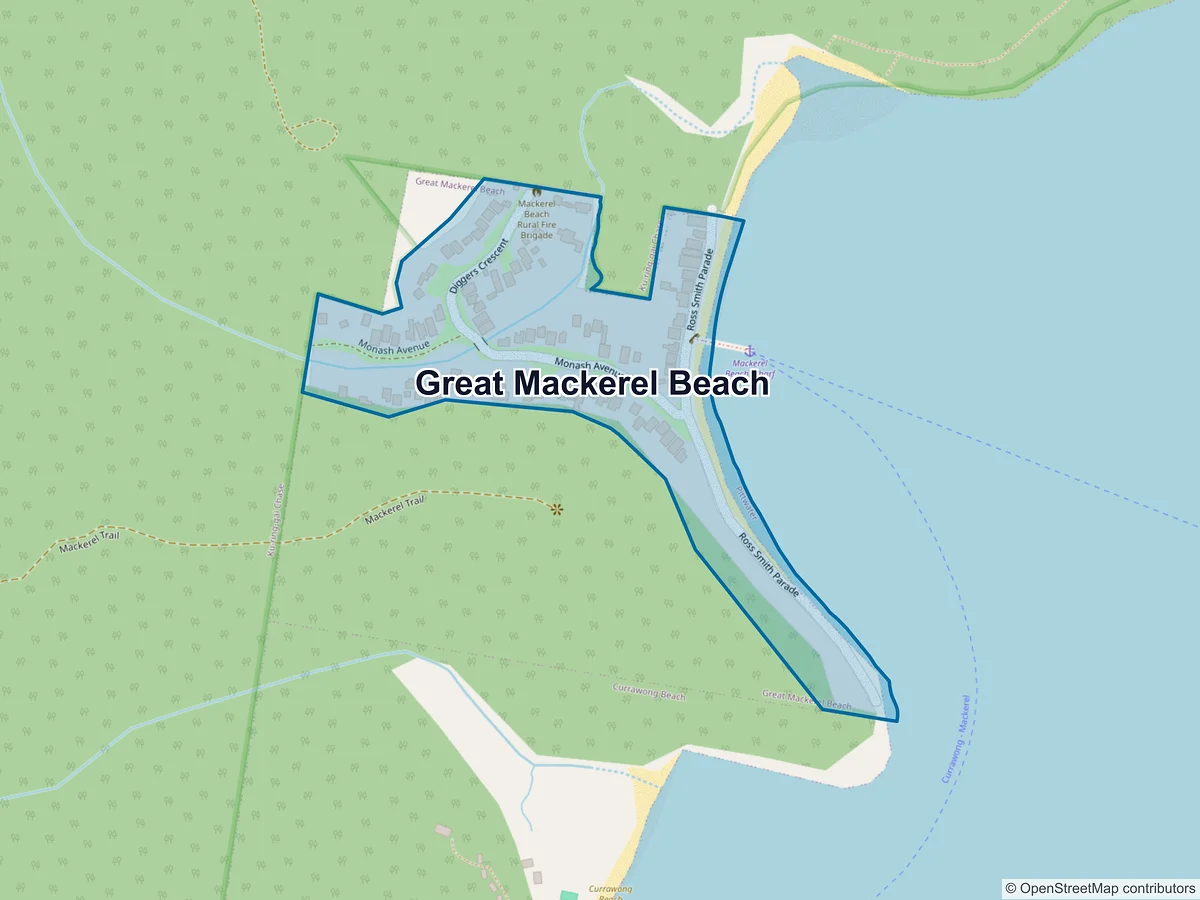 Map of Great Mackerel Beach, NSW, Australia