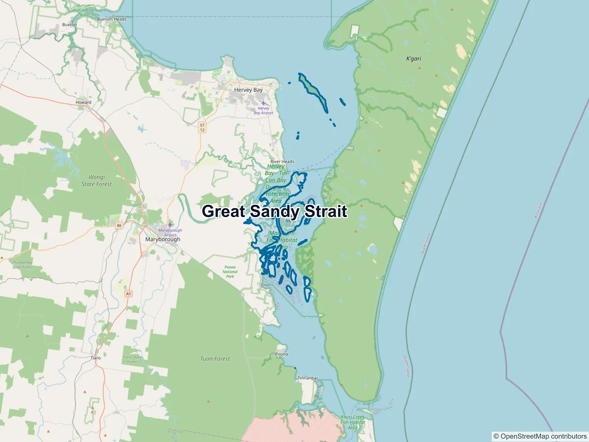 Map of Great Sandy Strait, QLD, Australia