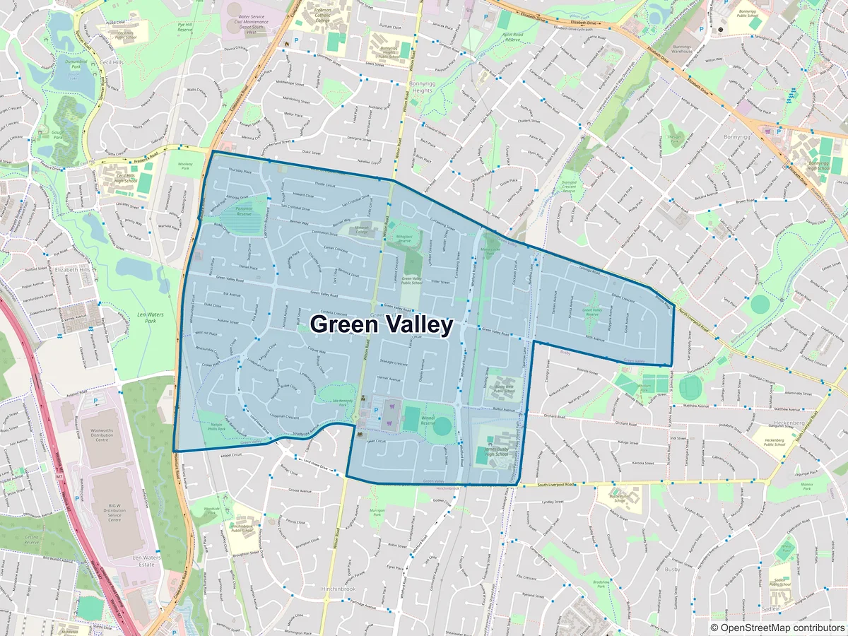 Map of Green Valley, NSW, Australia