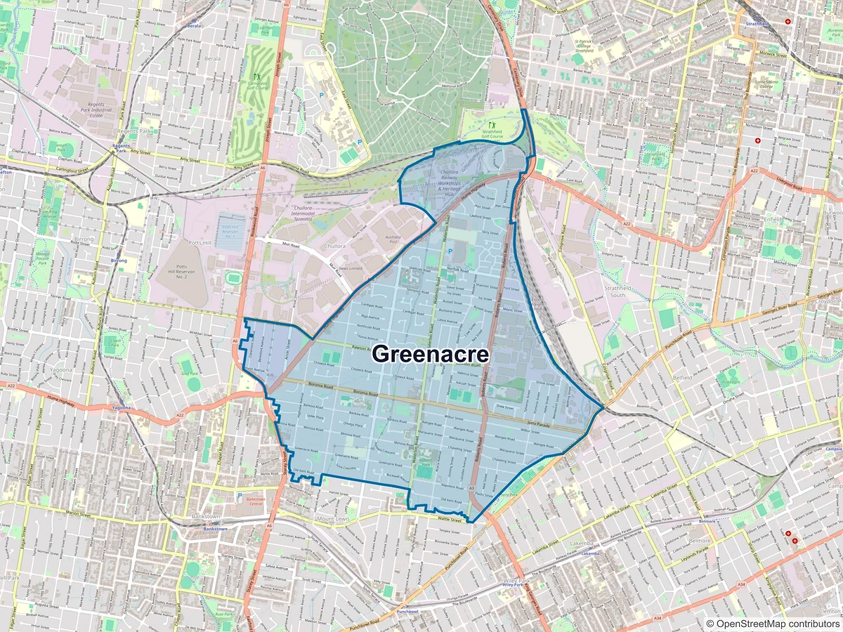 Map of Greenacre, NSW, Australia