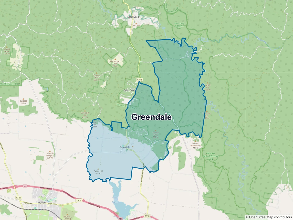 Map of Greendale, VIC, Australia