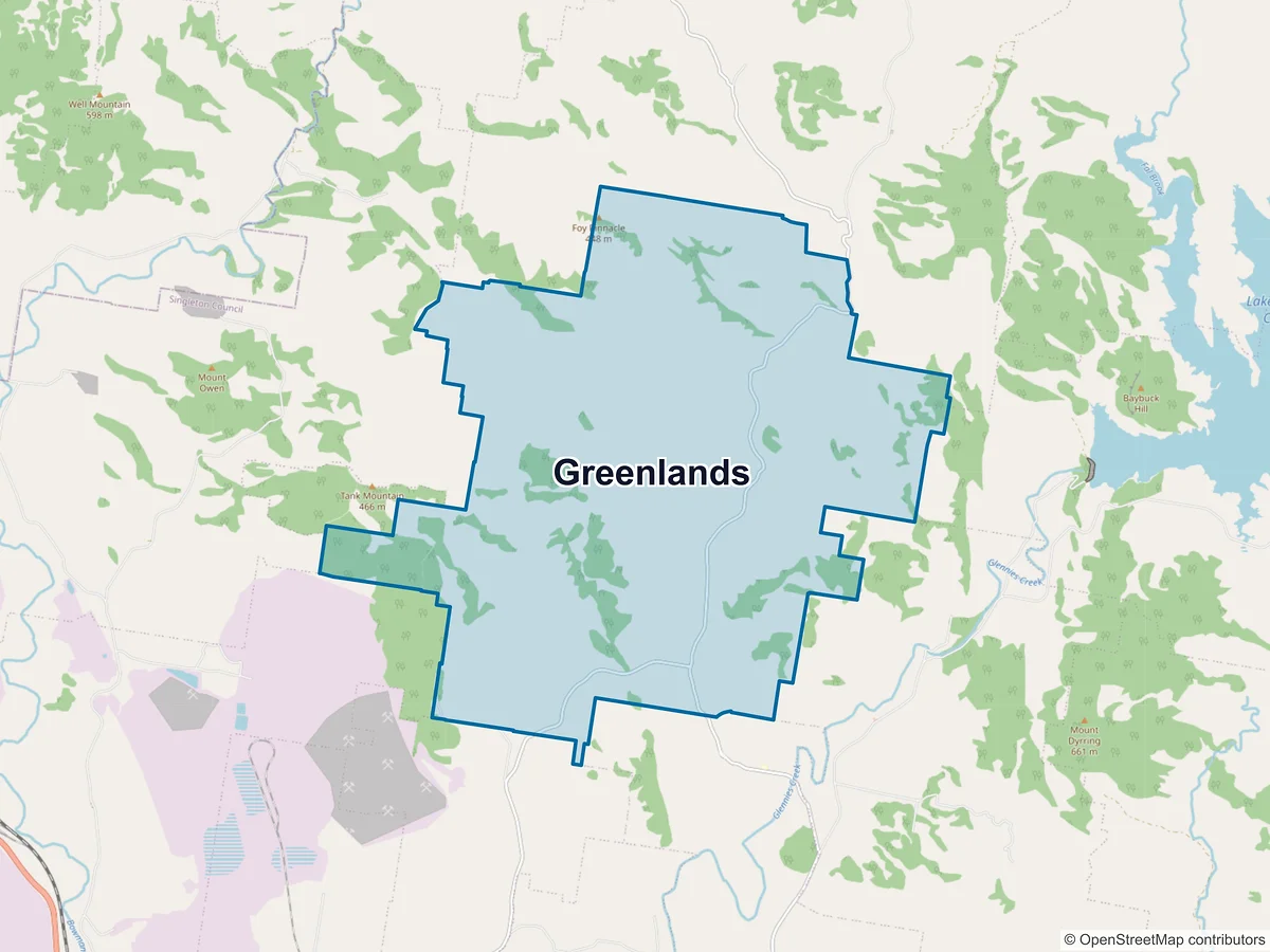 Map of Greenlands, NSW, Australia