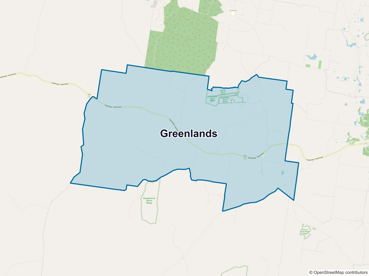 Map of Greenlands, QLD, Australia