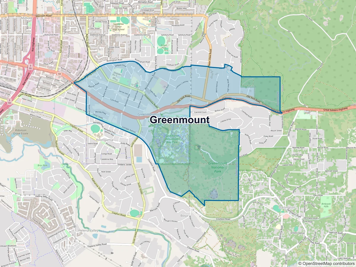 Map of Greenmount, WA, Australia