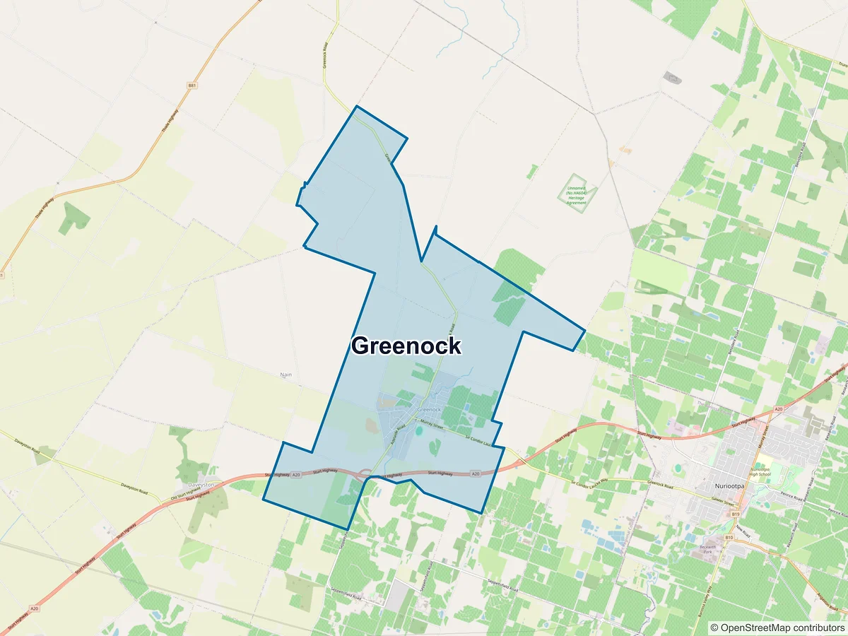 Map of Greenock, SA, Australia