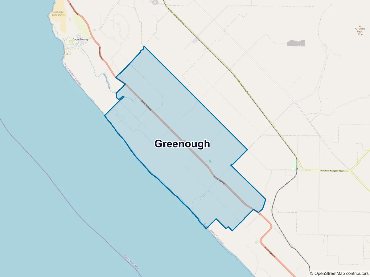 Map of Greenough, WA, Australia