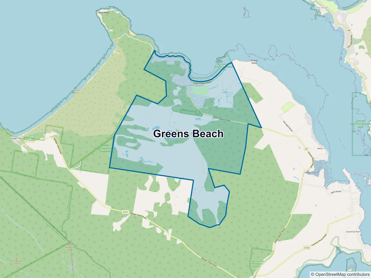 Map of Greens Beach, TAS, Australia