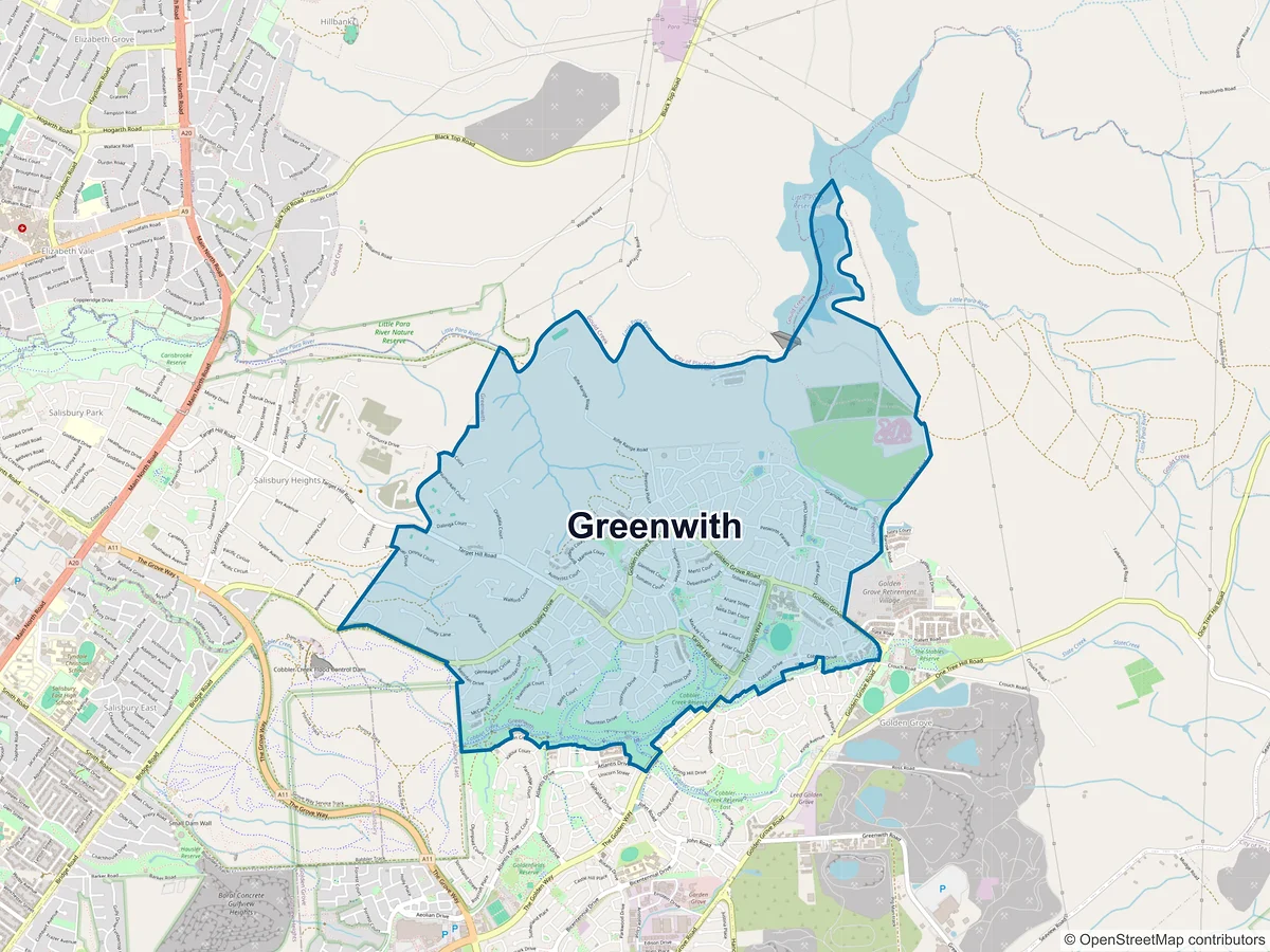 Map of Greenwith, SA, Australia