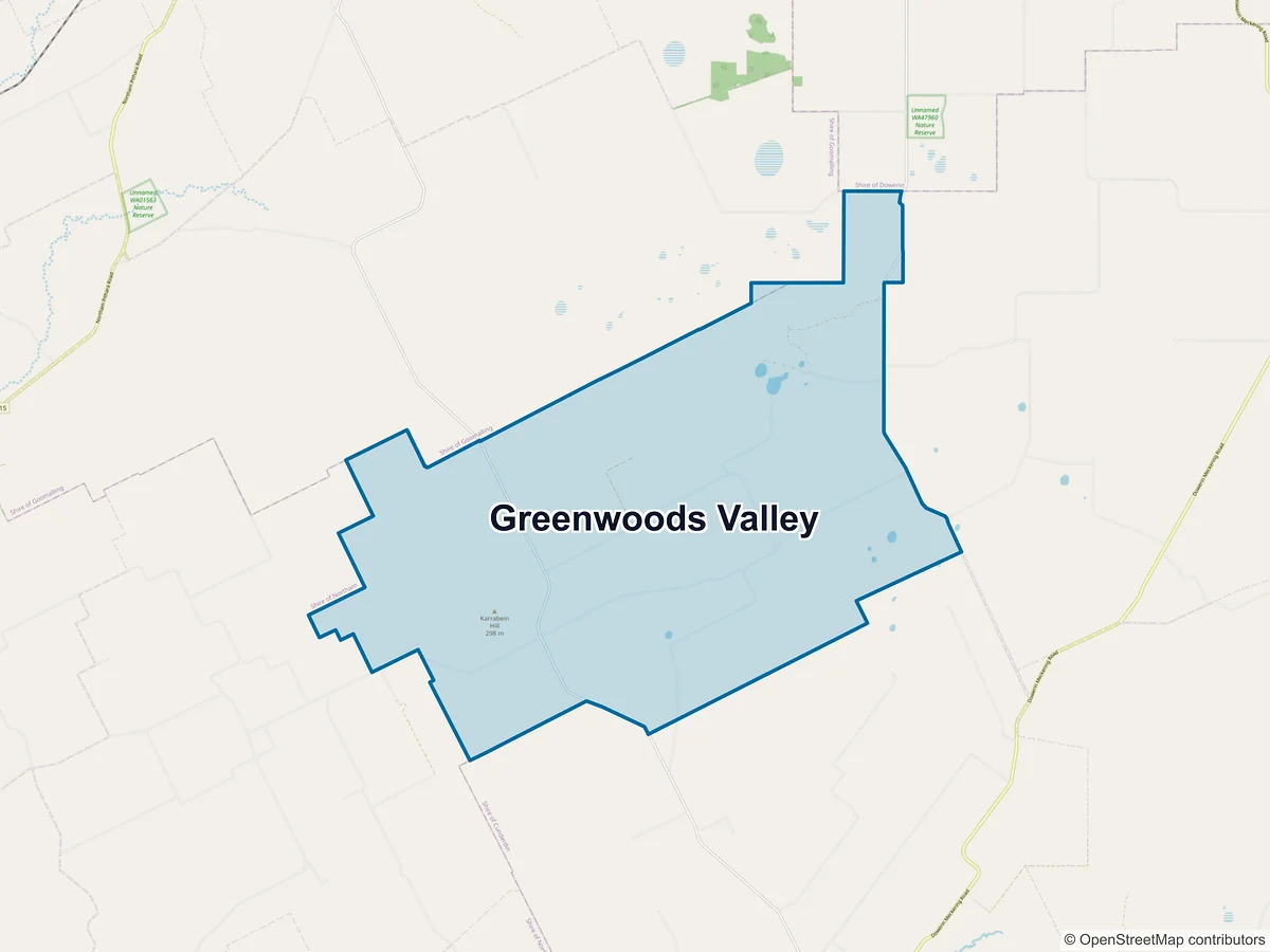 Map of Greenwoods Valley, WA, Australia