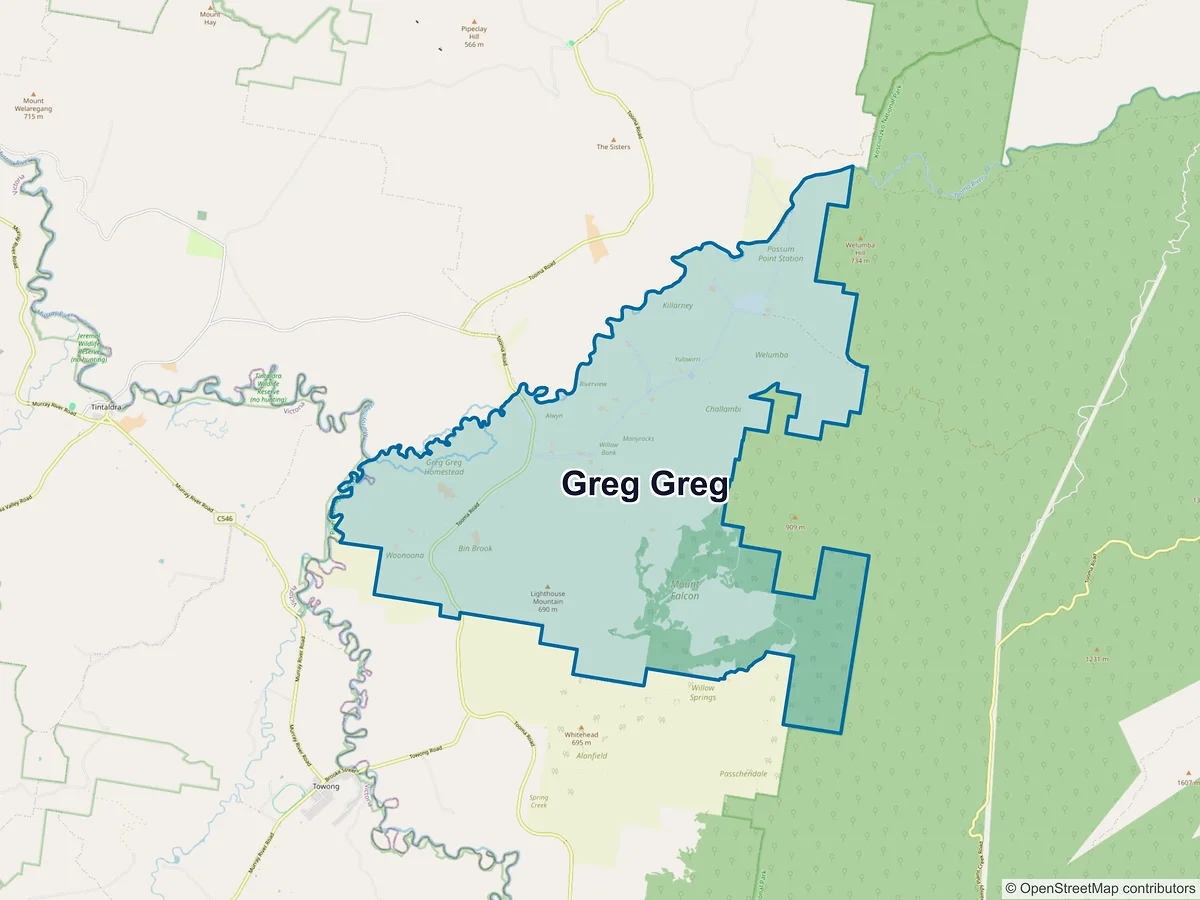 Map of Greg Greg, NSW, Australia