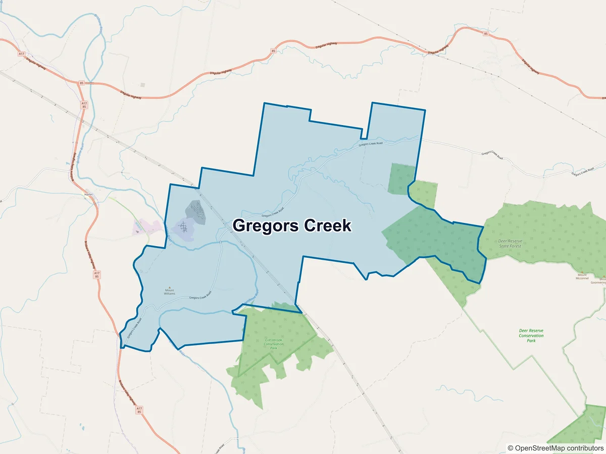 Map of Gregors Creek, QLD, Australia