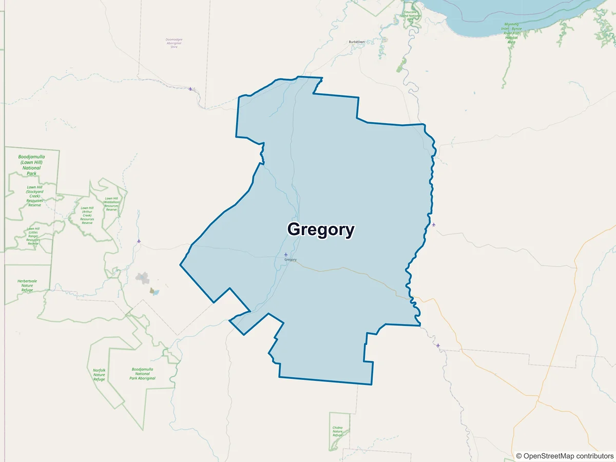 Map of Gregory, QLD, Australia