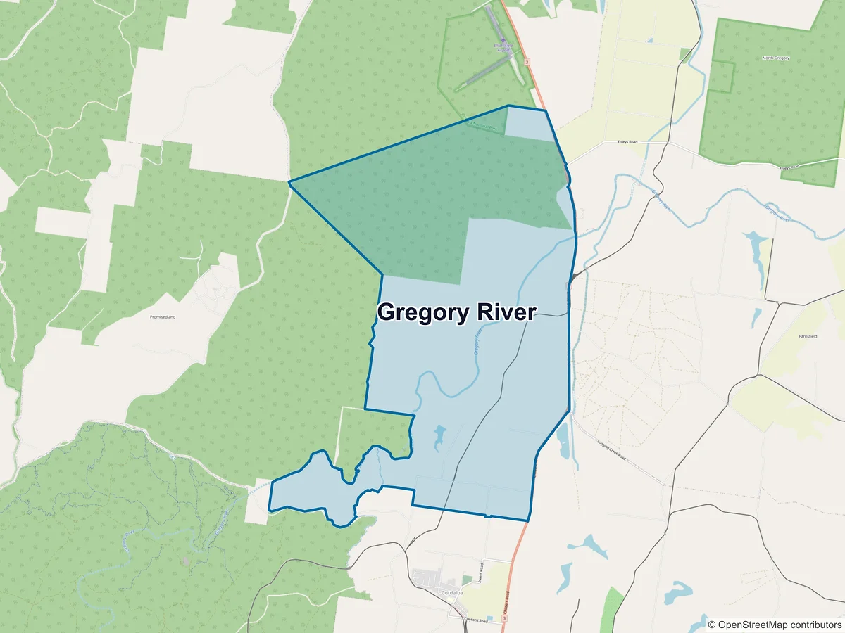 Map of Gregory River, QLD, Australia