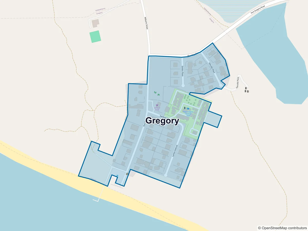 Map of Gregory, WA, Australia