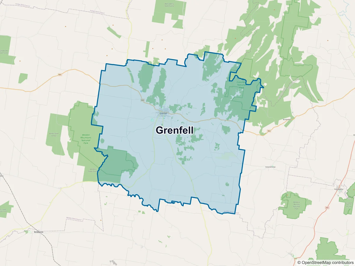 Map of Grenfell, NSW, Australia