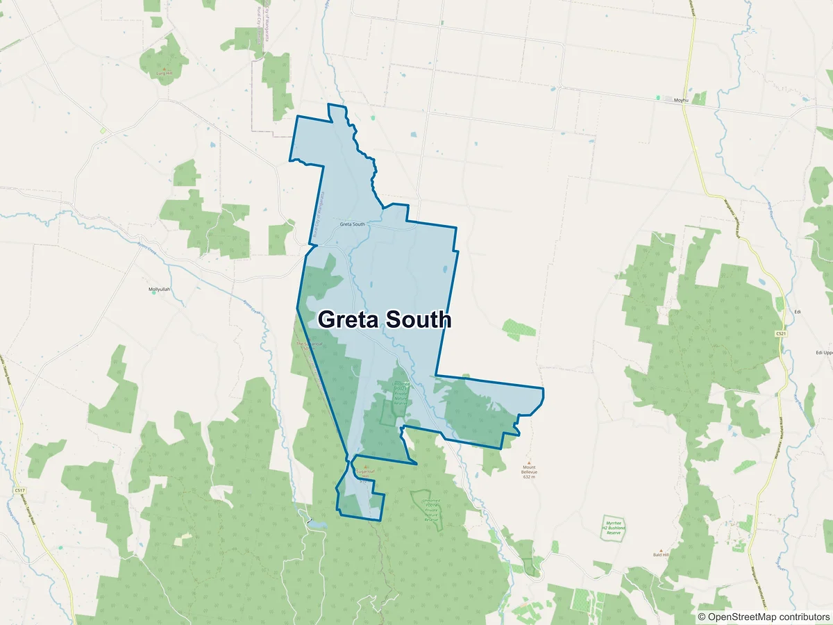 Map of Greta South, VIC, Australia