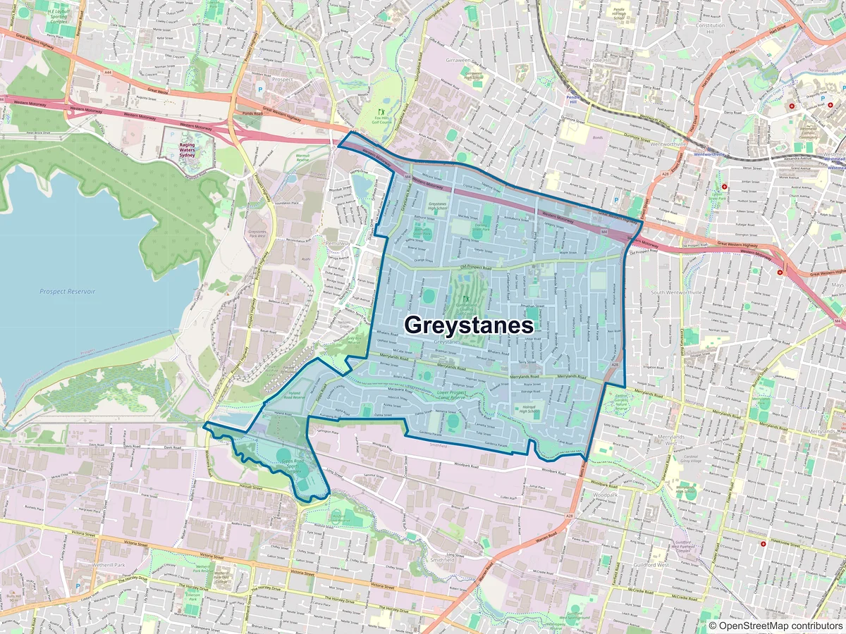 Map of Greystanes, NSW, Australia