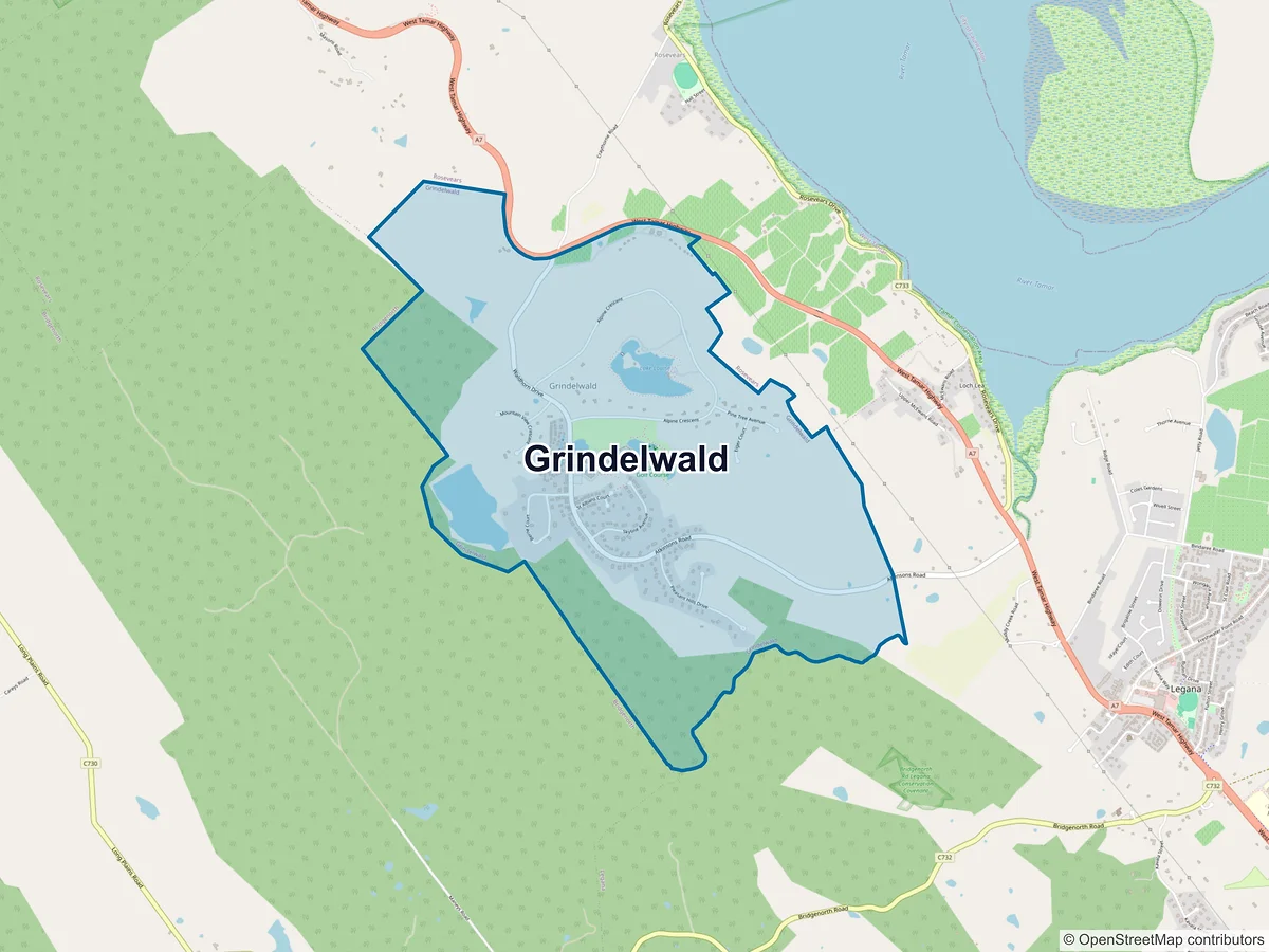 Map of Grindelwald, TAS, Australia